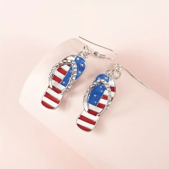 Patriotic Flip Flop Earrings - Picture 4 of 4